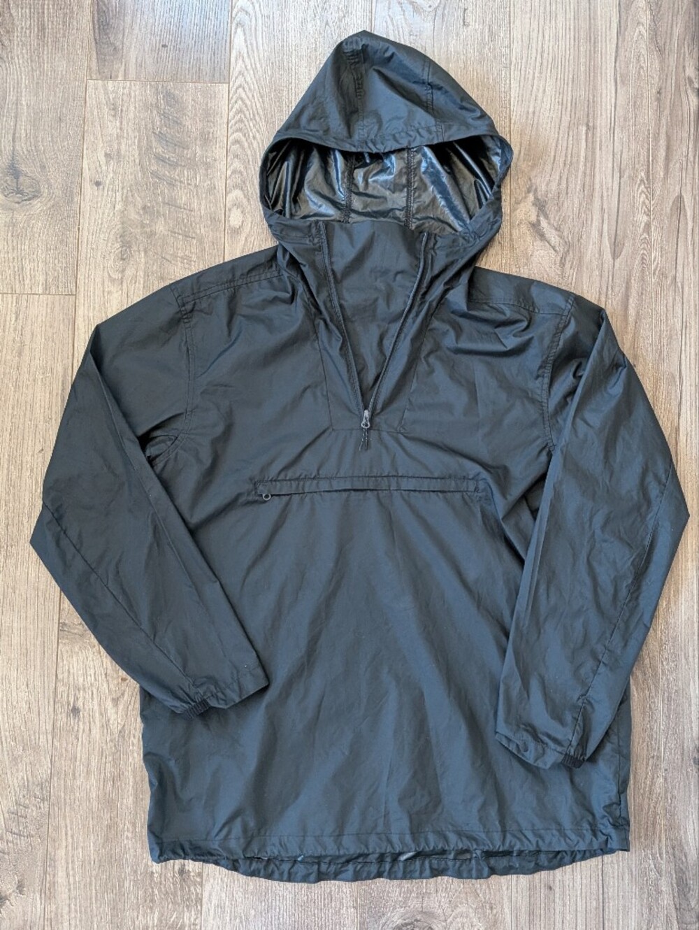 MEC Women's Rain Jacket Lightweight Black Pullover with Hood